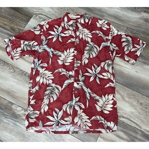 M CAMPIA MODA Men's Stunning Rusty Red‎ Floral Cotton Hawaiian Shirt Size M